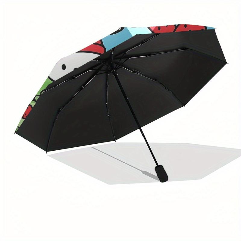 Hello Kitty, Sanrio Automatic Open/Close Umbrella Cute Umbrella with Cute Design, Portable 3 Fold Compact Umbrella for Men & Women, Hallowee