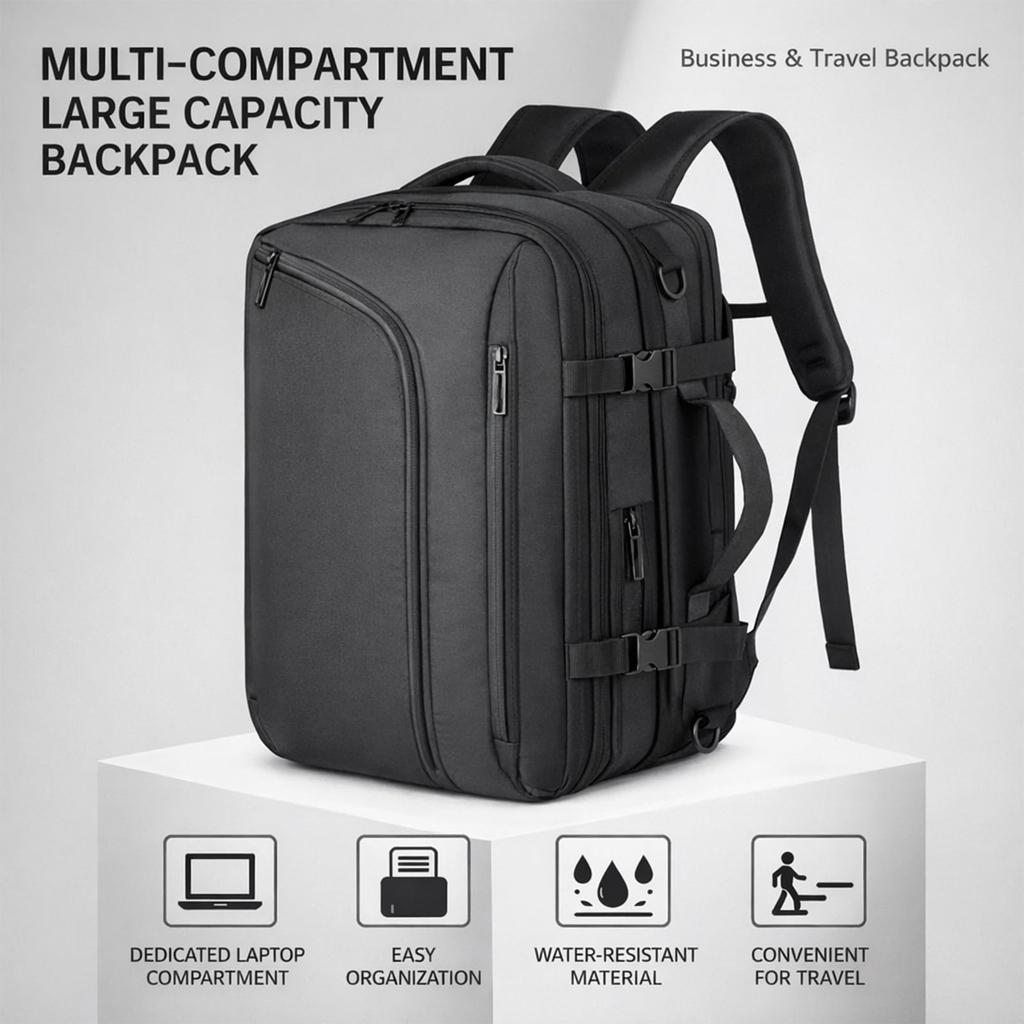 [Denash] Vacuum Compression Backpack with Travel Pump, Large Carry-on Size, Air Backpack for Men, Expandable 36-55L Large Capacity, Wet & Dry