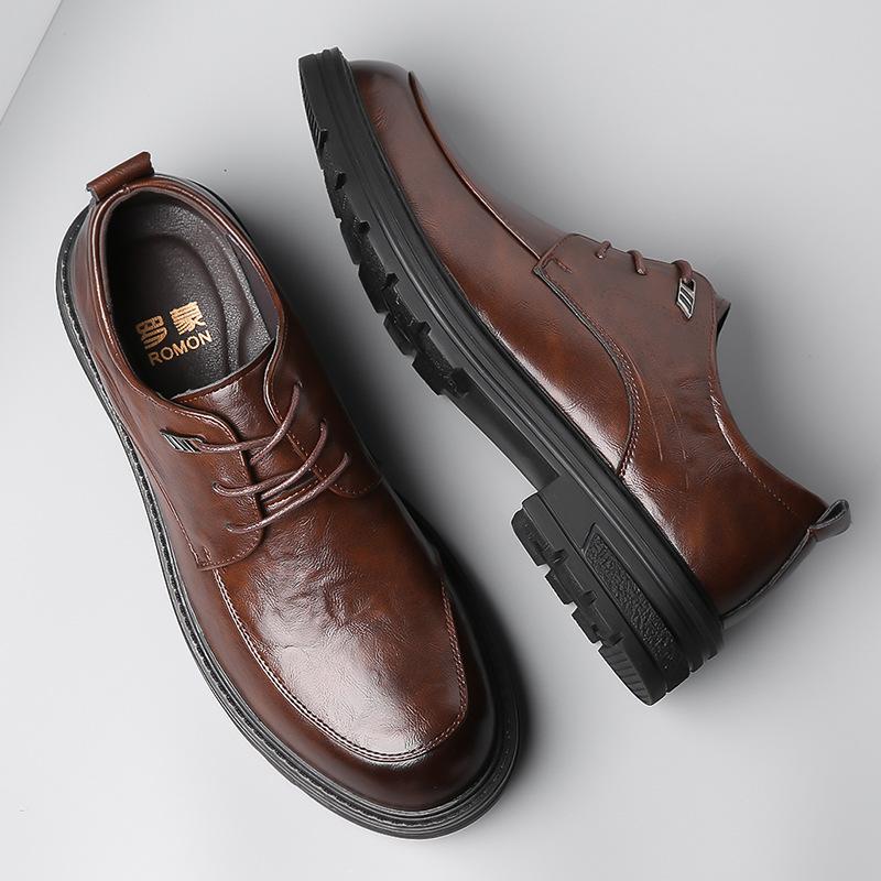2024 Classic Genuine Leather Men's Dress Shoes Black Brown Cap Toe Lace-Up Oxford Company Business Office Formal Shoes for Men