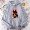 Funny Black Ramen Cat Japanese Anime Style Design Printed Hoodie Fleece Sweatshirt Soft Graphic Pullover Casual Clothes