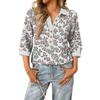 Haut floral d'été à la mode et décontracté pour femmes avec col en V, patchwork et manches trois-quarts