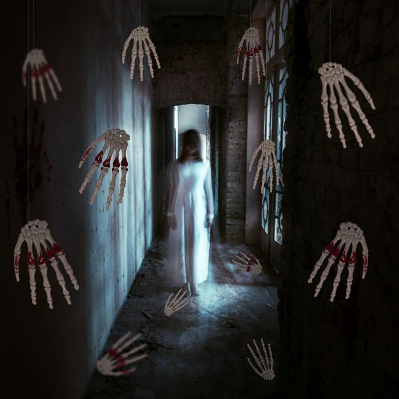 1pair Halloween Fake Skeleton Hands Bone Scary Human Hand Horror Props for Halloween Party Decoration Supplies Haunted House