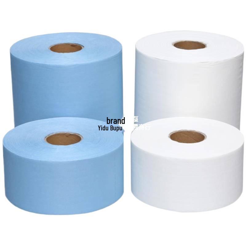 Industrial Dust-Free Oil-Absorbent Wiping Paper - Large Roll, Blue & White Non-Woven Fabric