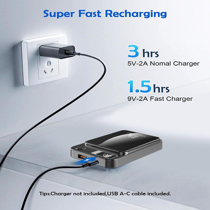 Magnetická bezdrátová powerbanka 10 000 mAh, podporuje rychlé nabíjení 22,5 W / PD 20 W, kompatibilní s telefony iPhone a Android