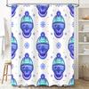 Vibrant Skulls Shower CurtainWinter Wonderland Decor for Bathrooms Blue Purple Snowflake Pattern Easy Install, Reusable Fabric P