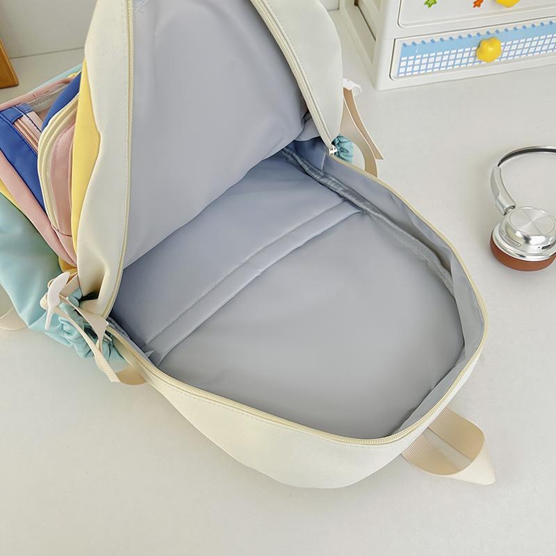 Color Block Student Schoolbag Multi-functional Large Capacity Backpack Lightweight Travel Backpack