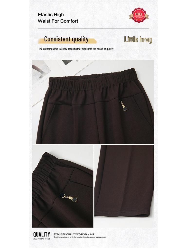 Women's High-Waist Loose Straight-Leg Pants for Elderly - Spring/Autumn Casual Wear