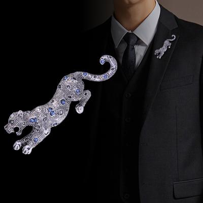 Ретро кристал Гепард Брошки тварин стразами лацкан Pin чоловічий костюм сорочка Collae шпильки значок розкішні ювелірні аксесуари