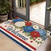 1pc, 2D Flat Printing Floral Welcome Mat Entrance Door Mat, Non-Slip Machine Washable Easy Clean Polyester Carpet, Suitable for Home And Outdoor Decor