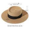 French Hepburn Style Flat Top Straw Hat Women's Summer New Seaside Vacation Sunshade Sunscreen Hat Elegant Top Hat