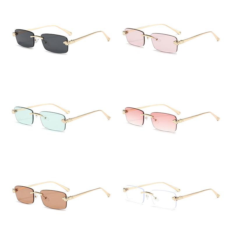 Xiaomi Gafas de sol rectangulares sin montura para mujer, protección UV400, patillas ligeras de aleación dorada, lentes multicolor, moda diaria