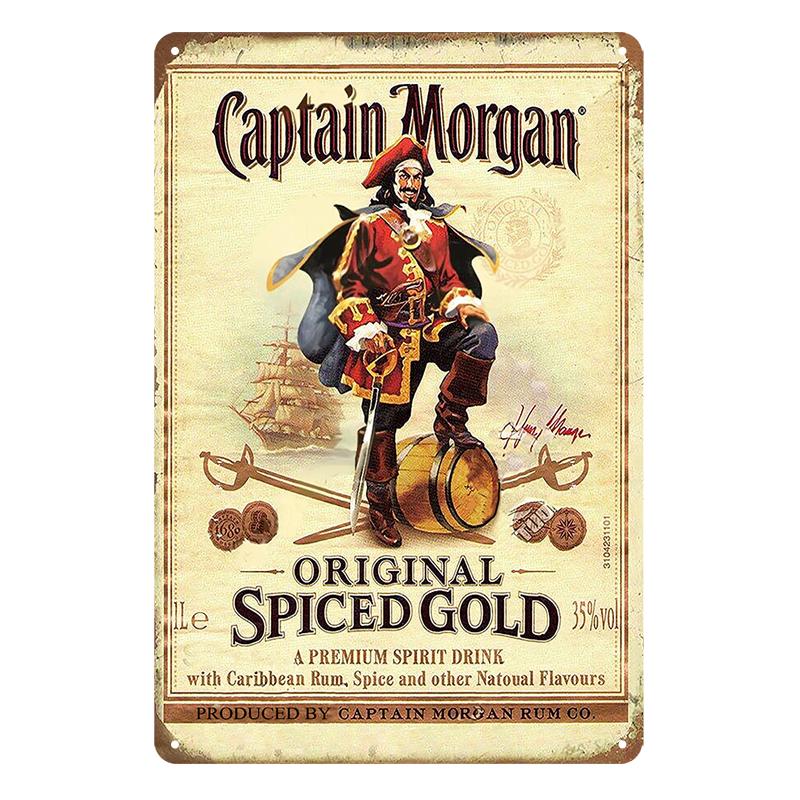 Vintage Metal Sign Rum Brand Retro Tin Sign Captain Morgan Funny Poster Decor for Bar Pub Club,Man Cave Wall Art Decoration