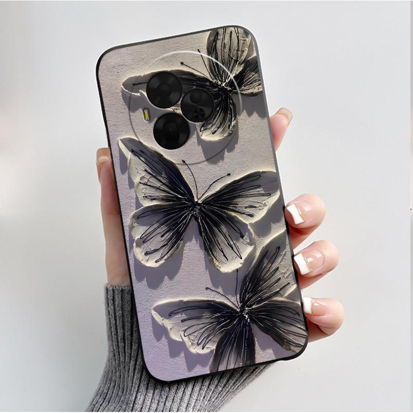 Printing Pattern Case For TCL Nxtpaper 60 Ultra Soft Silicone Black Shell Cover Cute Flower Cartoon Casing