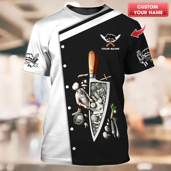 2025 Neue Designs Koch 3D-Druck T-Shirt Personalisiert Individueller Name T-Shirts Uniform Kurzarm Locker Schnelltrocknend T-Shirts Unisex Oberteile