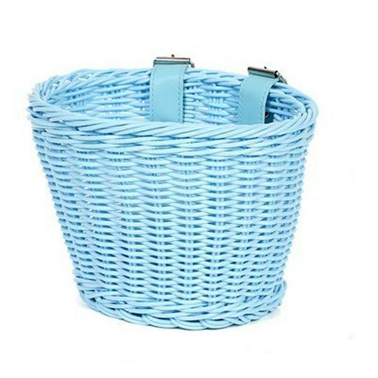 Hand-Woven Rattan-Style Detachable Bicycle Storage Basket for Children's Scooters - Small, Lidless