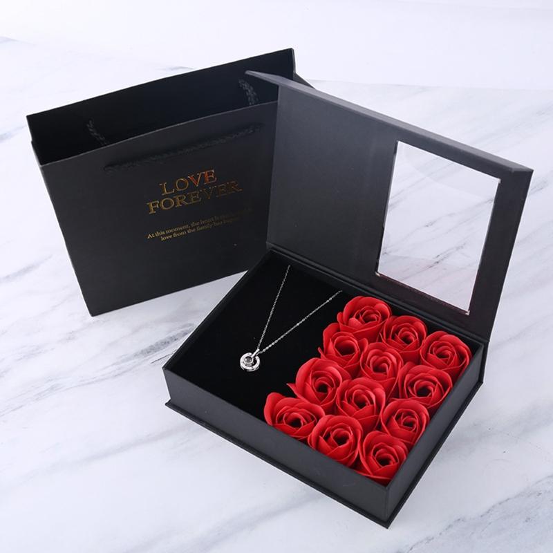 Exquisite Jewelry Gift Box Eternal Rose Flower Wedding Ring Earrings Necklace Valentine's Day Jewelry Packaging Gift