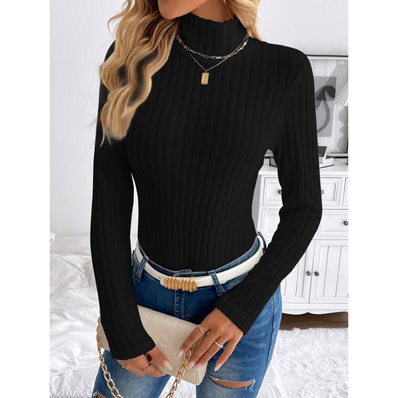 Damen Neuer Schlichter Weißer Slim Strick Winter Innen Der Hochwertige Sinn von Rollkragen Top Dünner Pullover