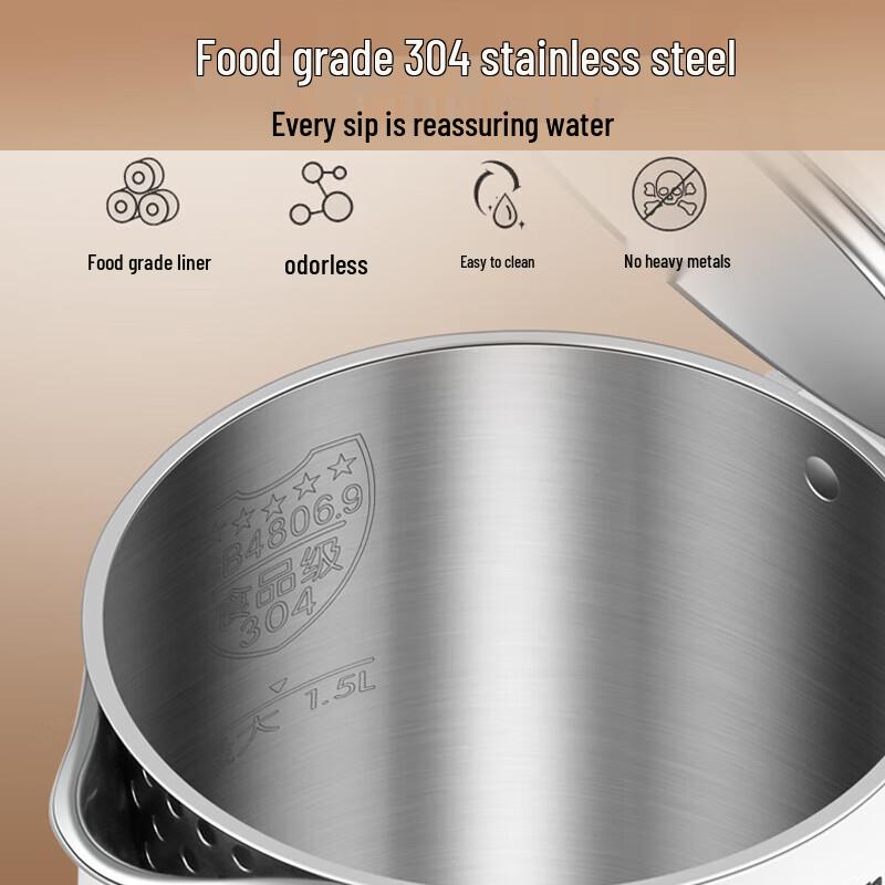Joyoung 1.5L Double-Layer 304 Stainless Steel Electric Kettle CN plug (adapter included)