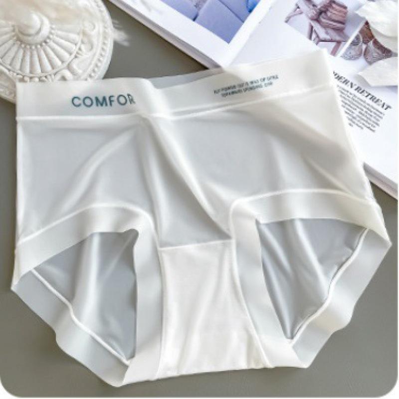 Ultra-Thin Seamless Women's Mulberry Silk Ice Silk Antibacterial Quick-Dry Mid-Waist Underwear