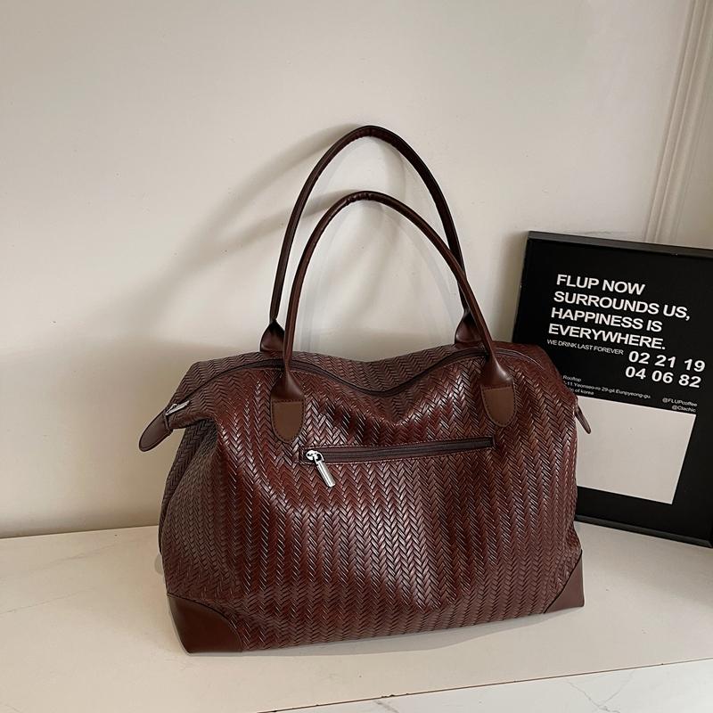 Vintage Tote Bag PU Large Capacity Shoulder Bag Women's Travel Bag