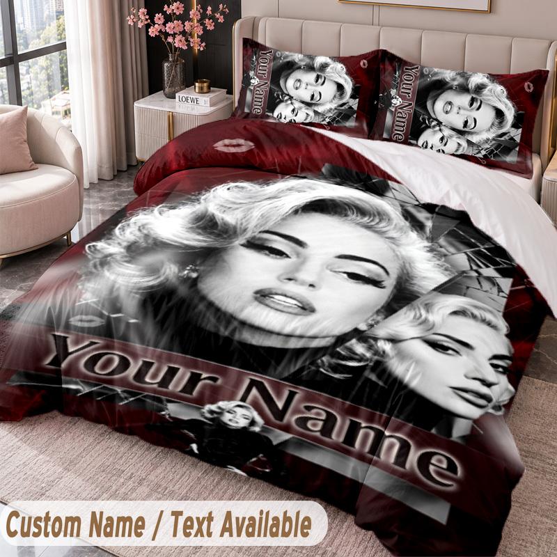 Custom Name Text 3Pcs Bedding Set Lady Gaga Duvet Cover And Two Pillowcases