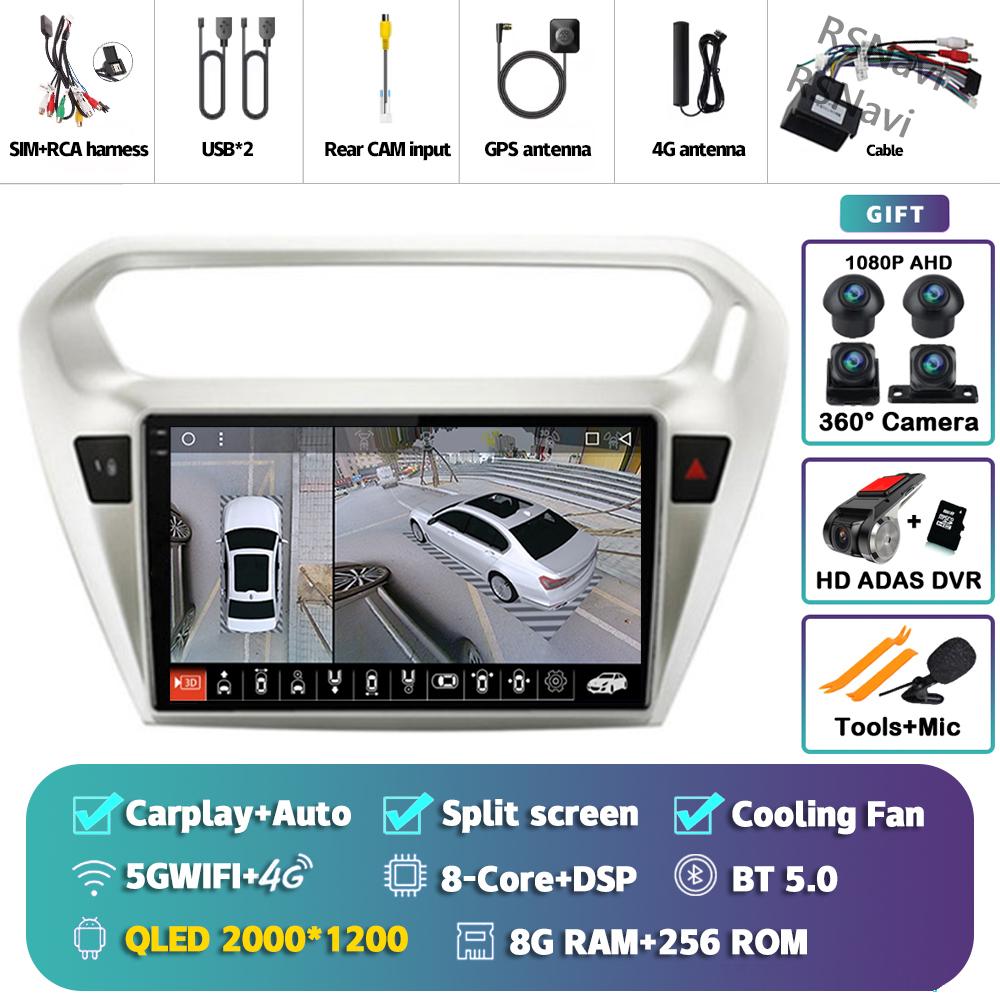 Android 14 Carplay Car Radio For Peugeot 301 2013 - 2016 Multimedia Video Player Navigation GPS Stereo AI Voice 360 Camera 2Din