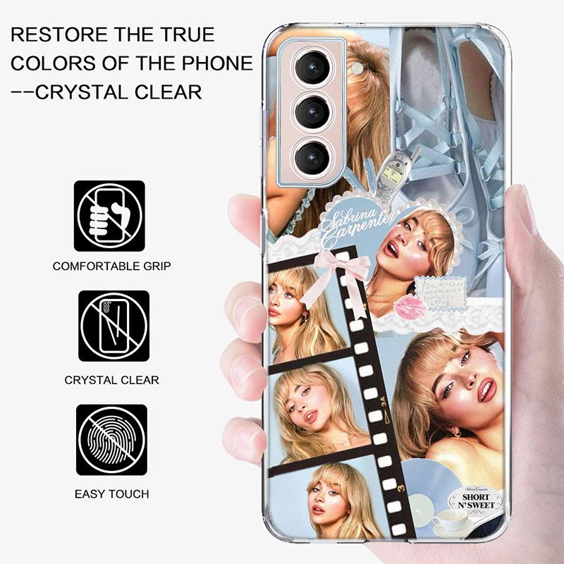 Singer S-Sabrina C-Carpenter Phone Case For Samsung Galaxy S25 Edge S24 S23 FE S21 S20 S10 Plus S22 S26 Ultra Cover Clear Cases