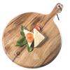 Round Cutting Small Leaf Acacia Wooden Cutting Pizza Kitchen Cutting Board with Natural Stylish Kitchen Lunch Bread Cutting Steak Outdoor X X Board,