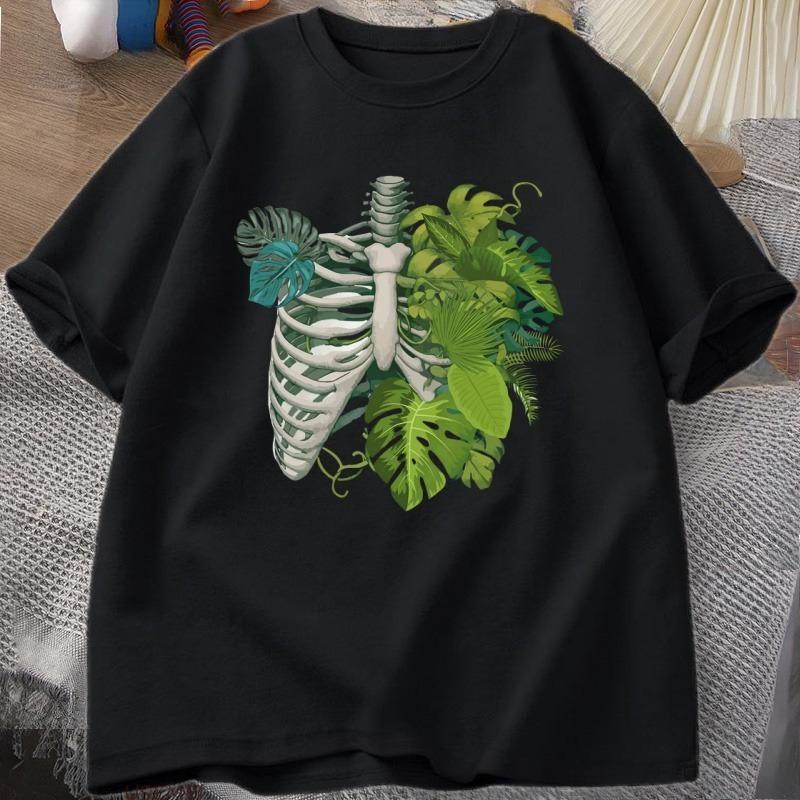 Skeleton Plant Body Tshirt Women Unisex Funny Plant Lover T Shirt Plant Mom Tee Funny Graphic T Shirts Cotton Short Sleeve Clothes
