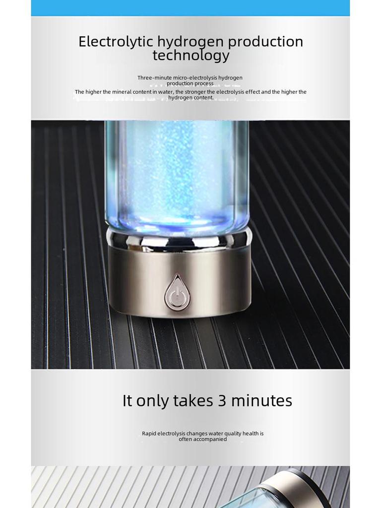 Intelligent Electrolysis Hydrogen-Rich Water Cup with High Concentration Hydrogen and Negative Ions