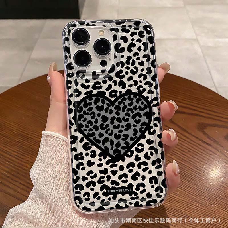 Fashion personality leopard print love for iPhone phone case Apple 11/12/13/14/15/16 Pro Max