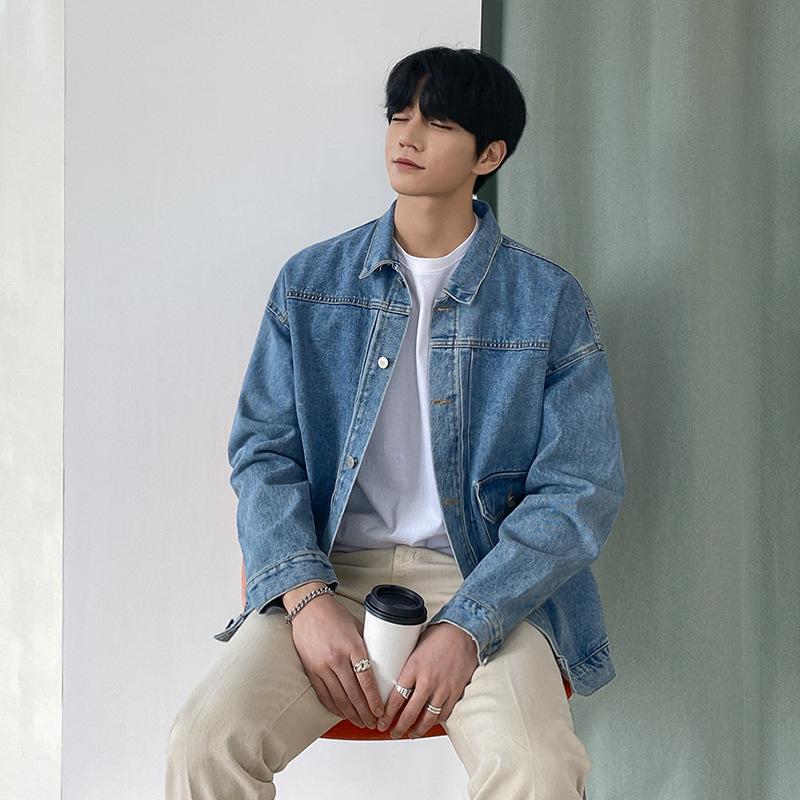 Men's Autumn New Denim Jacket Korean Style Trendy Men's Loose Clothing for Teenagers and Students