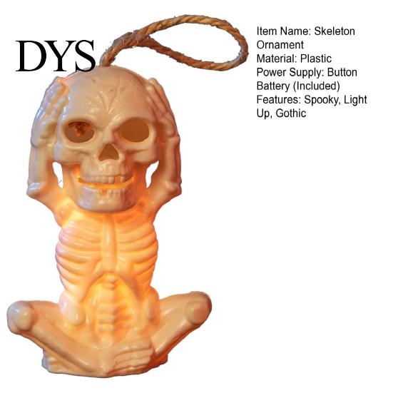 Flameless Candle Figurine Halloween Skeleton Decoration with LED Light, Spooky Lighted Plastic Skull Safe Electronic Ornament Rope for Haunted