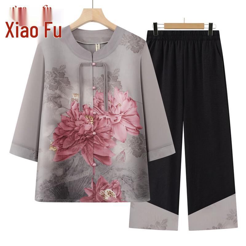 

Elderly Women s Chinese Style Floral Summer Top 3XL