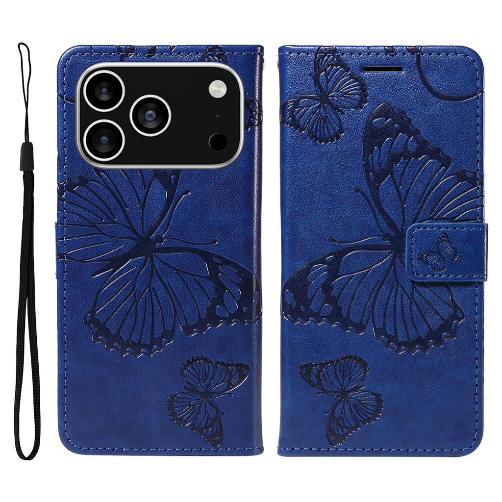 For iPhone 17 Pro Wallet Case Floral Butterfly Imprinted Leather Phone Cover Stand