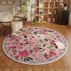 Flower Print Round Carpet Boho Vintage Style Home Decor Floor Mat Living Room Study Bedroom Entryway Terrace Non-slip Rug