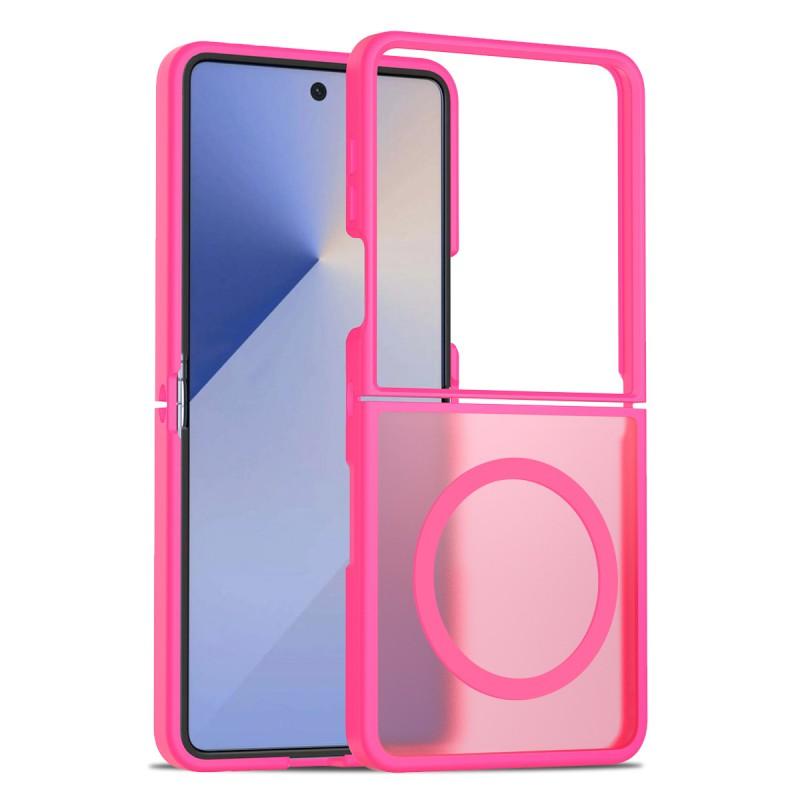 Custodia per telefono pieghevole Z Flip 7, su e giù, magnetica, sensazione pelle, semitrasparente 6