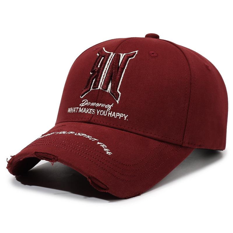 Hole Embroidered Letter Baseball Cap Unisex Sunshade Hat Outdoor Cap