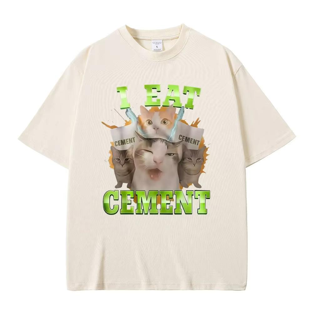 I Eat CeUnisext Funny Cat Meme Tshirt Stupid Ugly Cats Printed Tshirts Unisex Women Casual Vintage Oversized Short Sleeve T Shirts