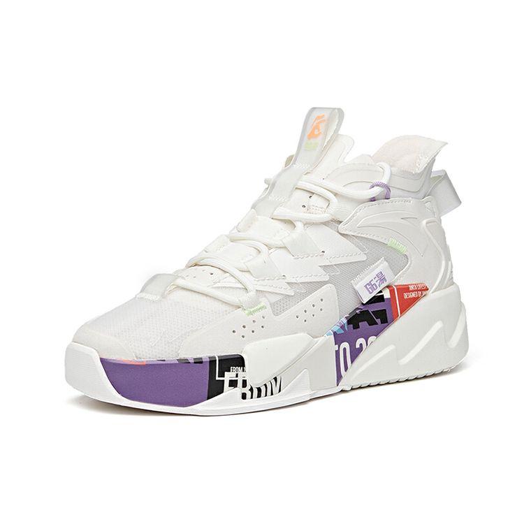 Anta G6 Durable High-Top Skate Shoes Women Shoes White Purple 122128089-1
