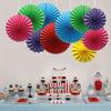 12 Pieces Colourful Hanging Paper Fan Decoration, Round Pattern Paper Garland Set for Party Birthday Wedding Accessories