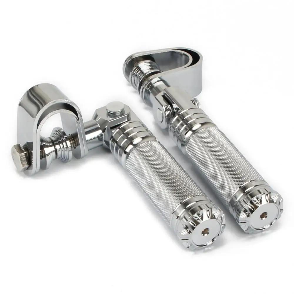 2pcs Universal 1-1 1/4" Motorcycle Highway Footpegs Footrest Clamp Engine Guard Crash Bar Kit for Harley Chopper Bobber Custom