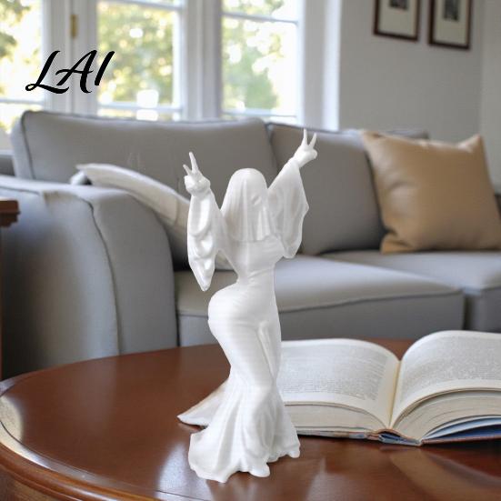 Matte White Halloween Statue 3D Printed Ghost Woman Sculpture Spirit for Modern Home Decor Minimalist Spooky Desk Decoration Figurine Lady
