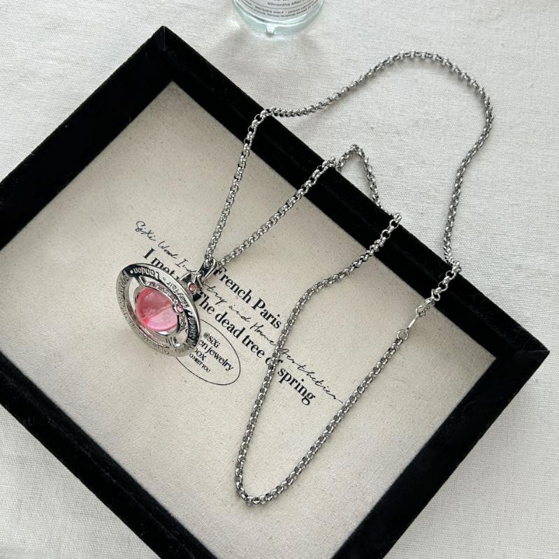 Collana lunga da donna con ciondolo Saturno tridimensionale per maglione Gioielli di moda