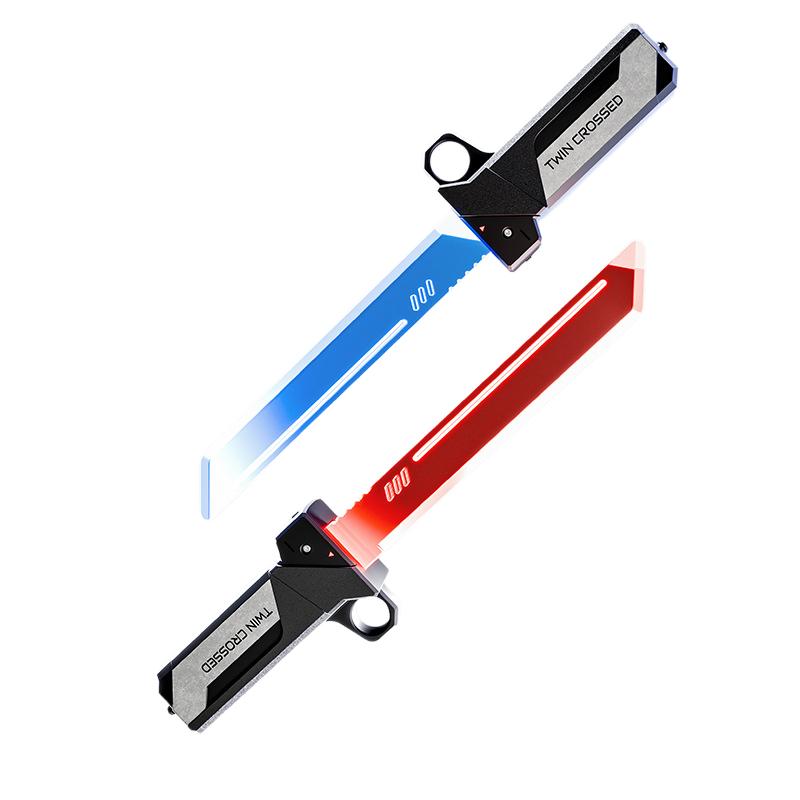 

Double-Bladed Retractable Lightsaber with Switchable Light Dual Sword Desk Ornament Future Warrior Weapons Model Cosplay Props