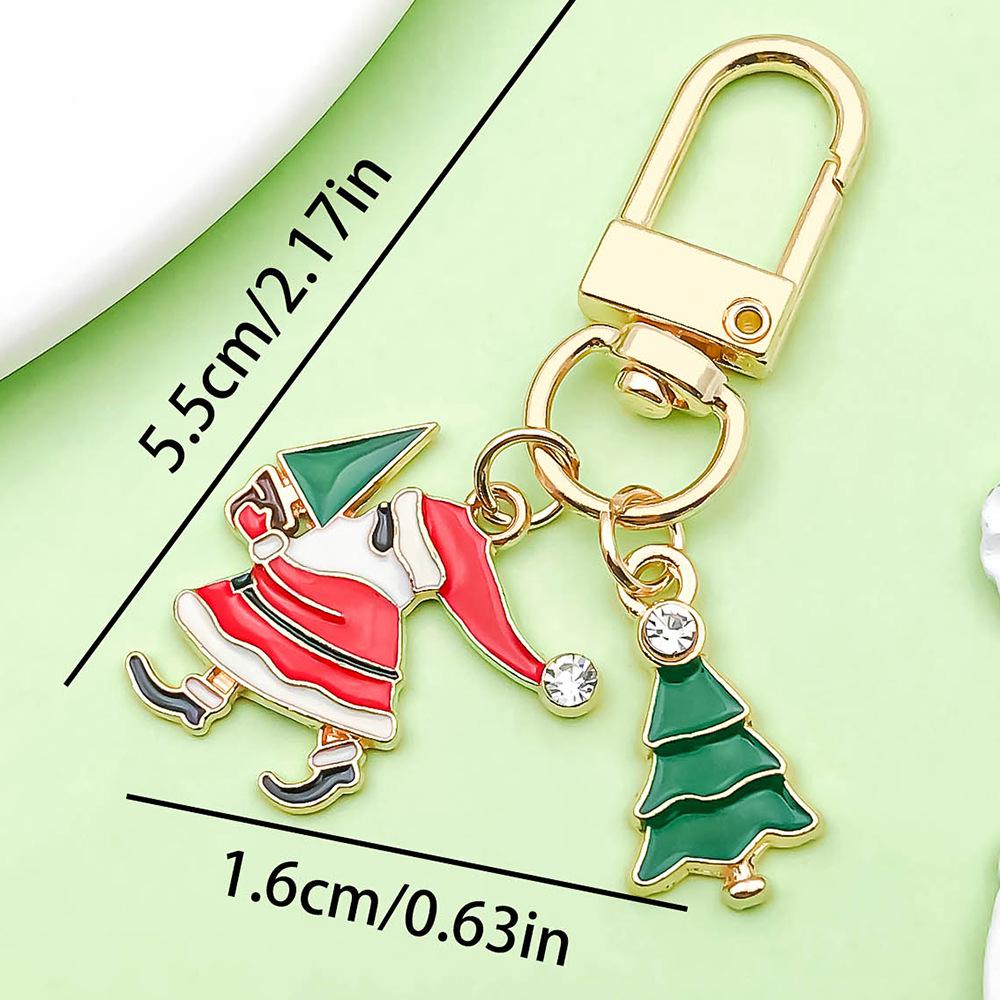 Exquisite Christmas Keychain: Santa, Reindeer, Gift Box, and Bell Ornaments Pendant