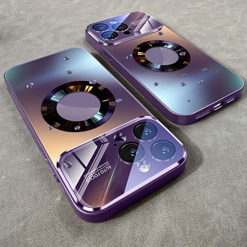 Luxury Titanium-Colored Glass Window Magnetic Wireless Charging Phone Case Cover