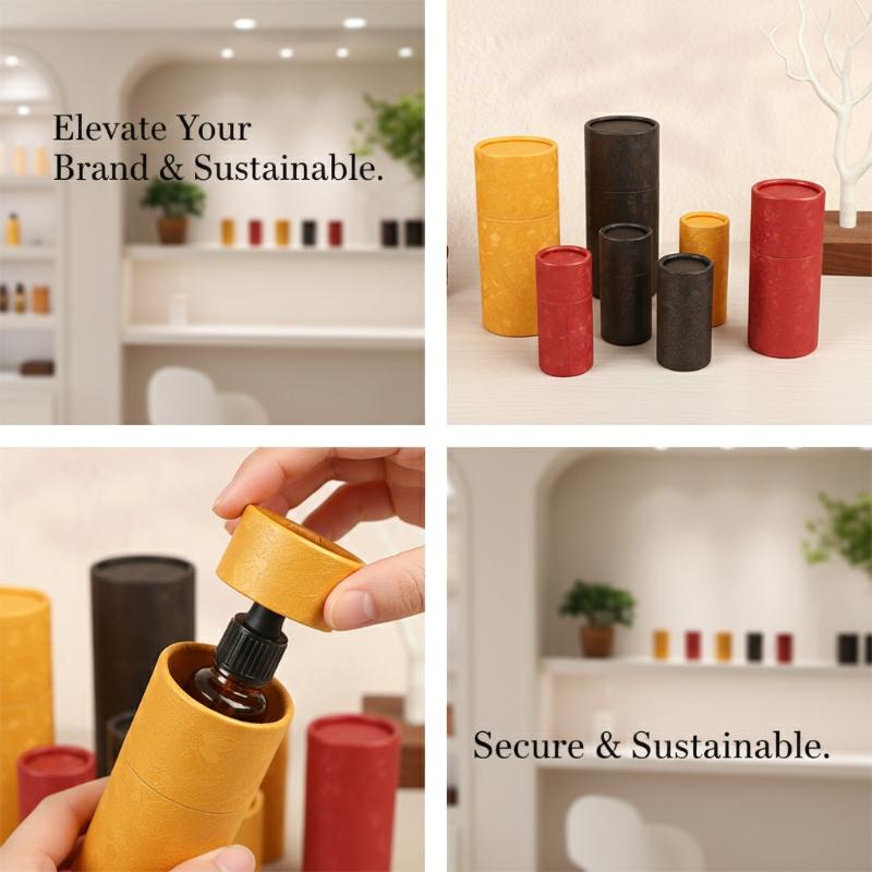 Universal Cylindrical Gift Box - 1Pcs Kraft Paper Container for Essential Oil Bottles & Tea - Eco-Friendly Packaging Solution