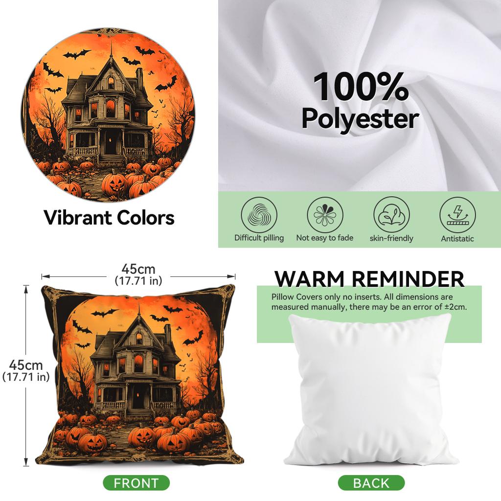 Halloween Haunted Pumpkin Pillowcase Printed Polyester 45x45cm Throw Pillowcover Decorative Sofa Cushion Pillowslip Home Decor