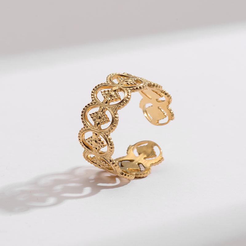 Korean-Style Geometric Titanium Steel Adjustable Index Ring